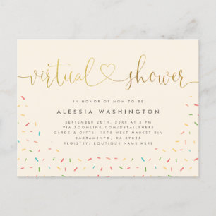 Invitation Carte Postale Calligraphie simple Beige & Or Douche virtuelle