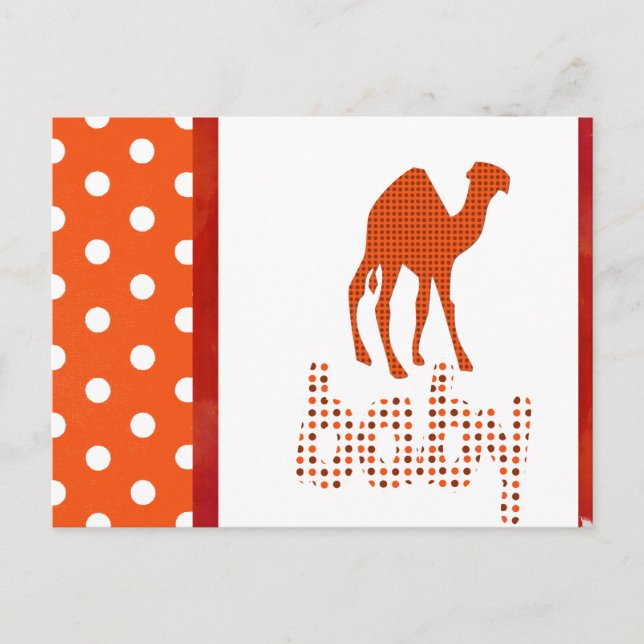 Invitation Carte Postale Camel rouge baby shower (Devant)