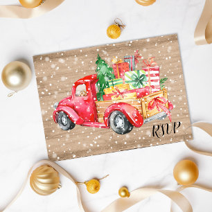 Invitation Carte Postale Camion rustique vintage   RSVP vacances de Noël