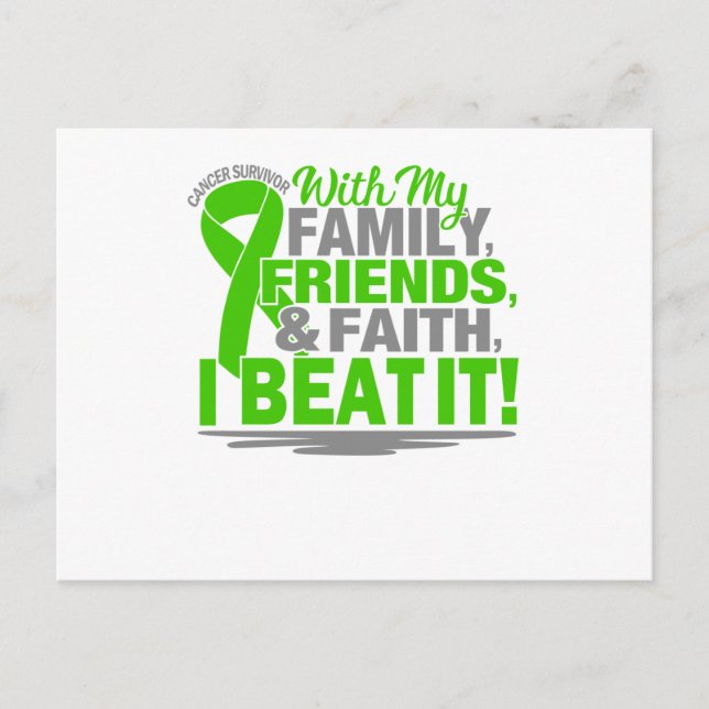 Invitation Carte Postale Cancer Survivor Faith Friends Family Green et Grey (Devant)
