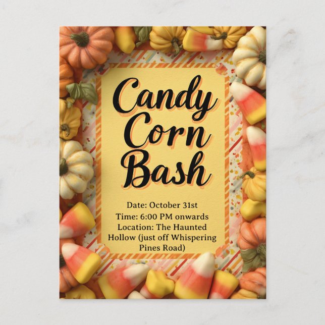 Invitation Carte Postale Candy Corn Bash Halloween Party (Devant)