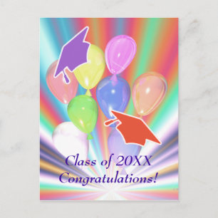 Invitation Carte Postale Caps et ballons pour la célébration de la remise d