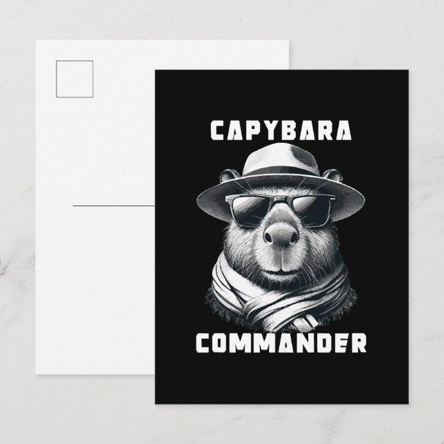 Invitation Carte Postale Capybara avec lunettes de soleil Capy Commandant (Devant / Derrière)