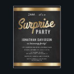 Invitation Carte Postale Caramel Gold et Black Surprise fête d'anniversaire<br><div class="desc">Soirée d'anniversaire Caramel Gold et Black Surprise.</div>