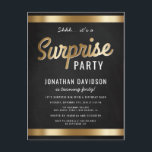 Invitation Carte Postale Caramel Gold et Black Surprise fête d'anniversaire<br><div class="desc">Soirée d'anniversaire Caramel Gold et Black Surprise.</div>