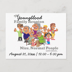 Invitation Carte Postale Caricature amusante pour la réunion de famille per