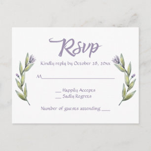 Invitation Carte Postale Carton de réponse en aquarelle Fleur de laurier vi