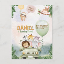 Carton d'invitation anniversaire Safari modifiable