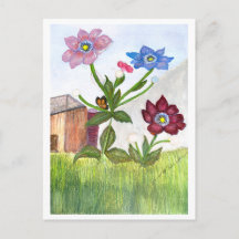 CARTON D'INVITATION Aquarelle d'Herbe et de Fleurs