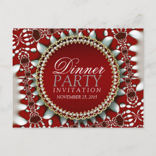 Invitation Carte Postale Carton d'invitation au dîner sur le thème Rouge & 