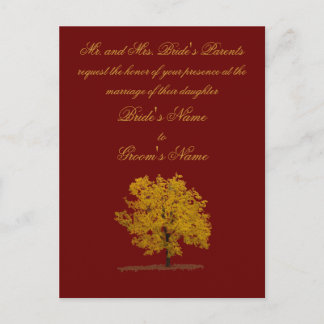 Invitation Carte Postale Carton d'invitation de mariage d'arbre d'automne.