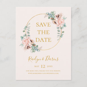 Invitation Carte Postale Carton d'invitation Fleurs de couleur pastel rose 