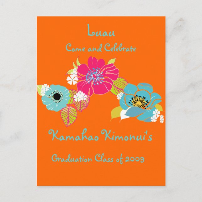 Invitation Carte Postale Cartons d'invitation pour Luau de fin d'études/DIY (Devant)