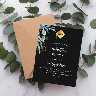 Invitation Carte Postale Casquette d'or de verdure noire 2025