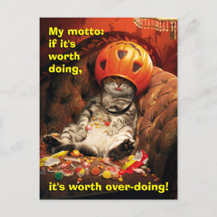 Invitation Carte Postale Cat Under Candy Bucket