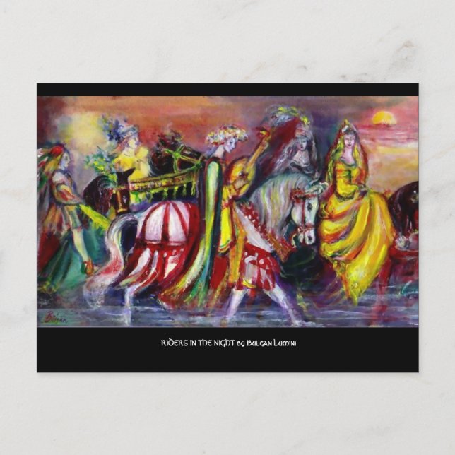 Invitation Carte Postale CAVALIERS DANS LA NUIT Fantastique (Devant)
