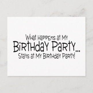 Invitation Carte Postale Ce Qui Se Passe À Ma Fête D'Anniversaire Reste À M