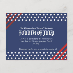 Invitation Carte Postale Célébration de la liberté étoilée, 14 juillet