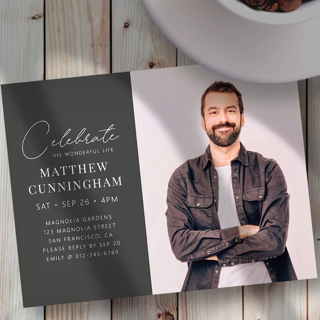 Invitation Carte Postale Célébration Sa Vie Merveilleuse Photo Simple moder (Créateur téléchargé)