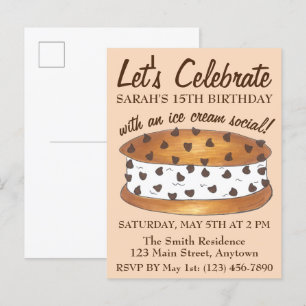 Invitation Carte Postale Célébrons l'anniversaire avec un Chipwich Ice Crea