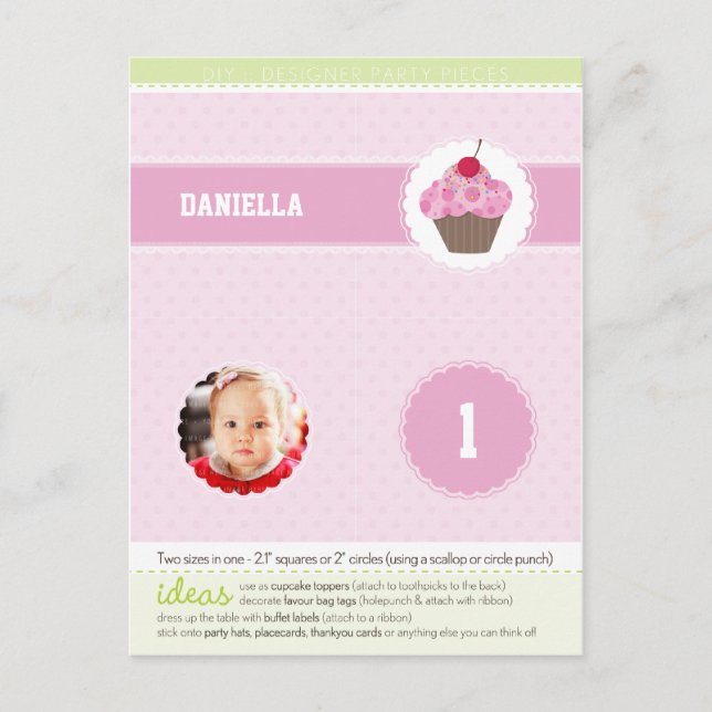 Invitation Carte Postale CERCLES DE PARTI :: cupcake 3 (Devant)