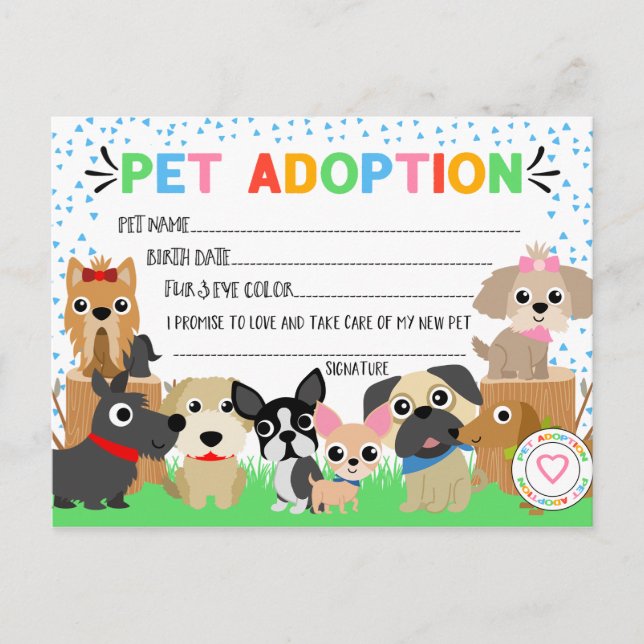 Invitation Carte Postale Certificat d'adoption de marionnettes pour adoptio (Devant)