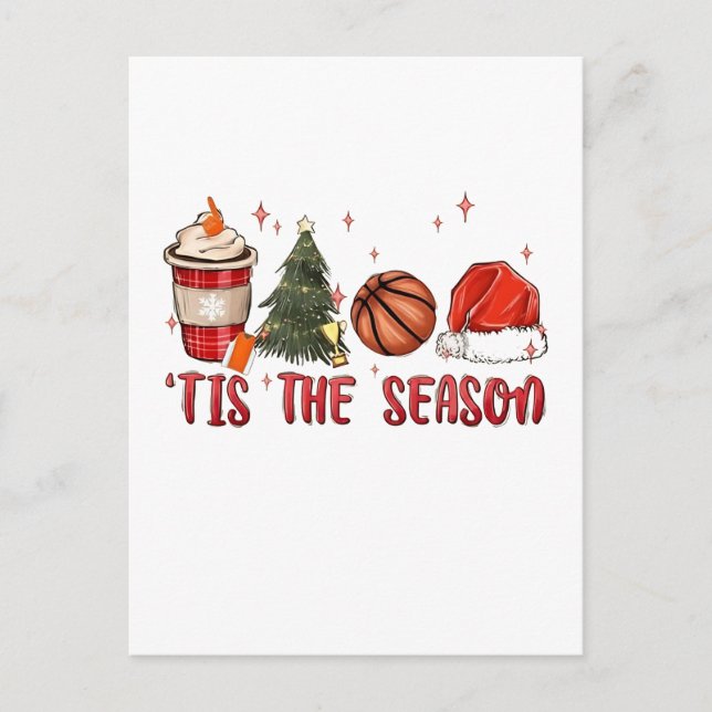 Invitation Carte Postale C'est la saison Noël Noël Basketball (Devant)