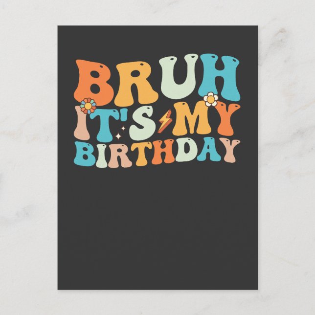 Invitation Carte Postale C'est mon anniversaire Bruh Groovy Rétro (Devant)