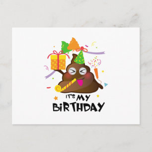 Invitation Carte Postale C'est My Birthday Poop Emoji kids Girl Party