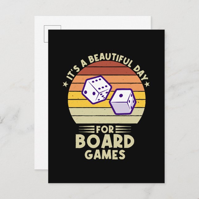 Invitation Carte Postale C'est une belle journée pour les jeux de société a (Devant / Derrière)