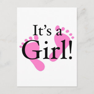 Invitation Carte Postale C'est une fille - bébé, nouveau-né, Baby shower