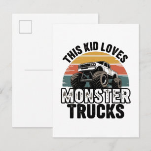 Invitation Carte Postale Cet enfant aime les monstres camions