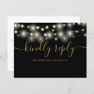 Invitation Carte Postale Chaîne Lights Black And Gold Song Request RSVP