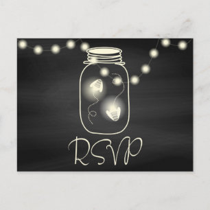 Invitation Carte Postale Chalet Mason Jar avec lucioles Mariage RSVP