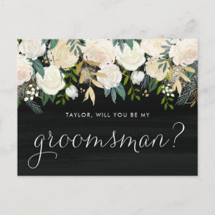 Invitation Carte Postale Chalkboard Pale Peoney Serez-Vous Mon Groomsman