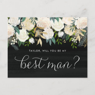 Invitation Carte Postale Chalkboard Pale Peonies Vous Serez Mon Meilleur Ho