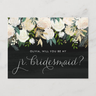 Invitation Carte Postale Chalkboard Peonies Vous Serez Mon Jr Bridesmaid