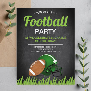 Invitation Carte Postale Chalkboard Sports Enfants Football fête d'annivers