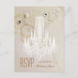 Invitation Carte Postale chandelier élégante vintage mariage vintage rsvp