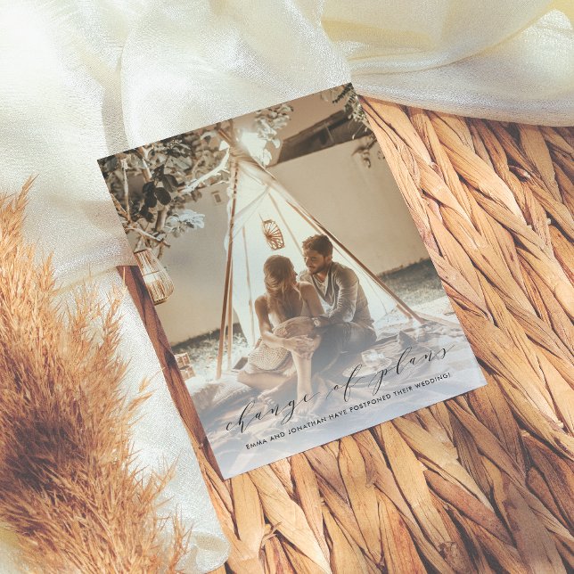 Invitation Carte Postale Changement Élégant De Plans Photo Mariage Report (Créateur téléchargé)