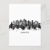 Charlotte North Carolina Skyline BW