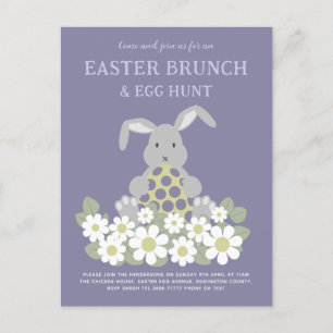 Invitation Carte Postale Chasse aux oeufs de lapin de Pâques et Brunch