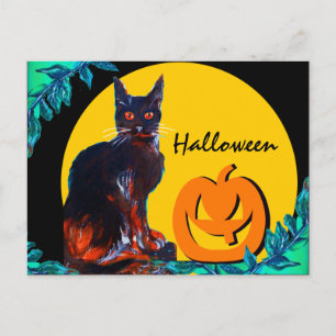 INVITATION CARTE POSTALE CHAT NOIR 2 HALLOWEEN PARTY
