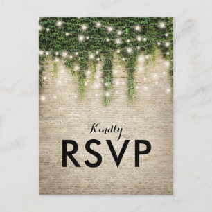 Invitation Carte Postale Château rustique Église Pierre Lumières Mariage RS