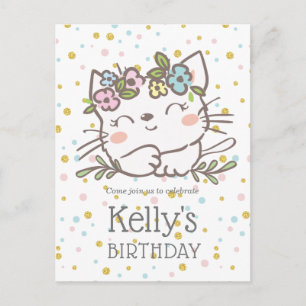 Invitation Carte Postale chaton blanc, chaton, animaux