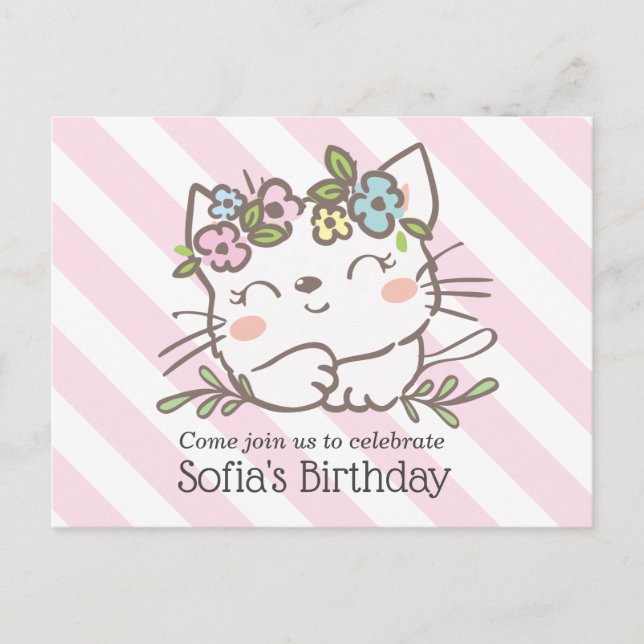 Invitation Carte Postale chaton blanc, chaton, animaux (Devant)