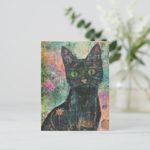 Invitation Carte Postale Chats d'aquarelle Boho - Art de la féline terrestr