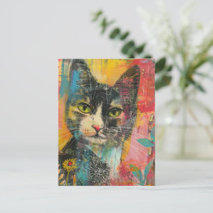 Invitation Carte Postale Chats d'aquarelle de Boho - Art Feline de Terre (6