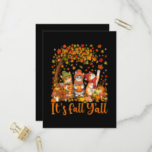 Invitation Carte Postale Chats mignons d'automne Feuilles Citrouille "C'est