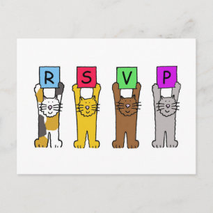 Invitation Carte Postale Chats RSVP